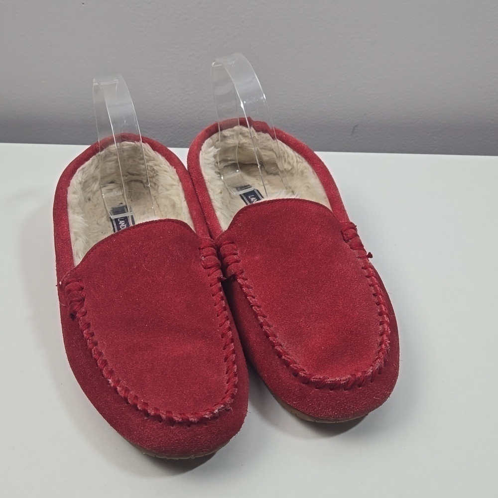 Lands End Red Moccasin Slippers
